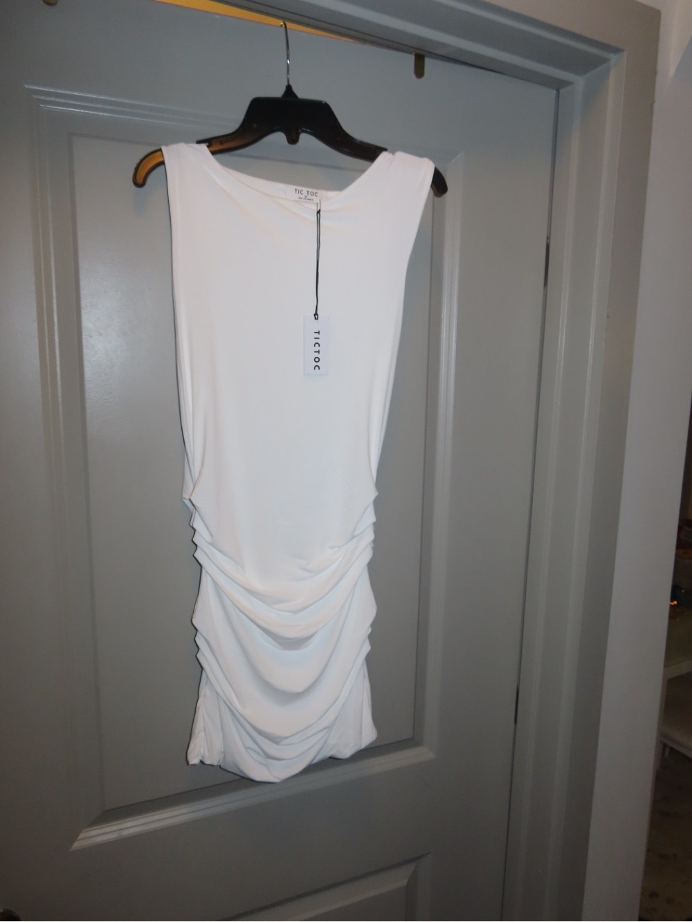 Tic Toc White Ruched Mini Dress